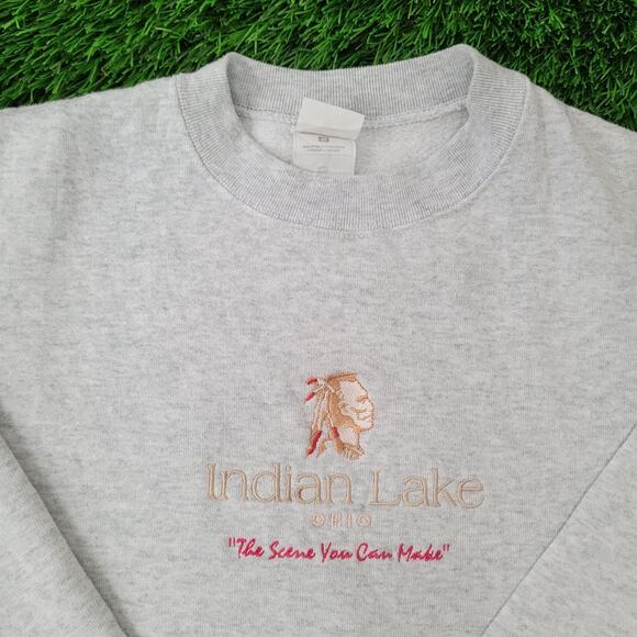 Vintage Indian-Lake Ohio Sweatshirt Women Medium 21x25 Baggy - Picture 9 of 14